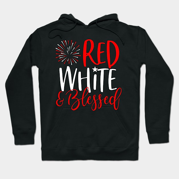 Red White Blessed 4th of July Cute Patriotic America Hoodie by deptrai0023